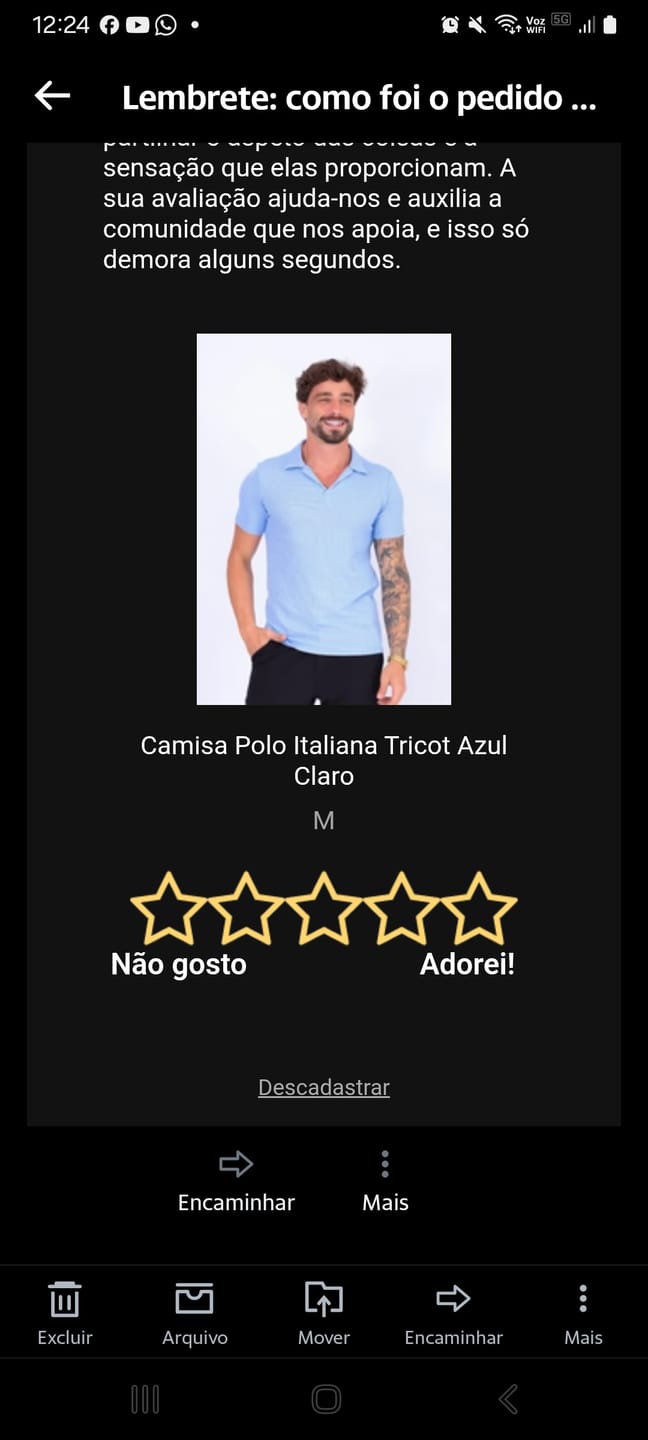 Customer photo review of Camisa Polo Italiana Tricot Azul Claro