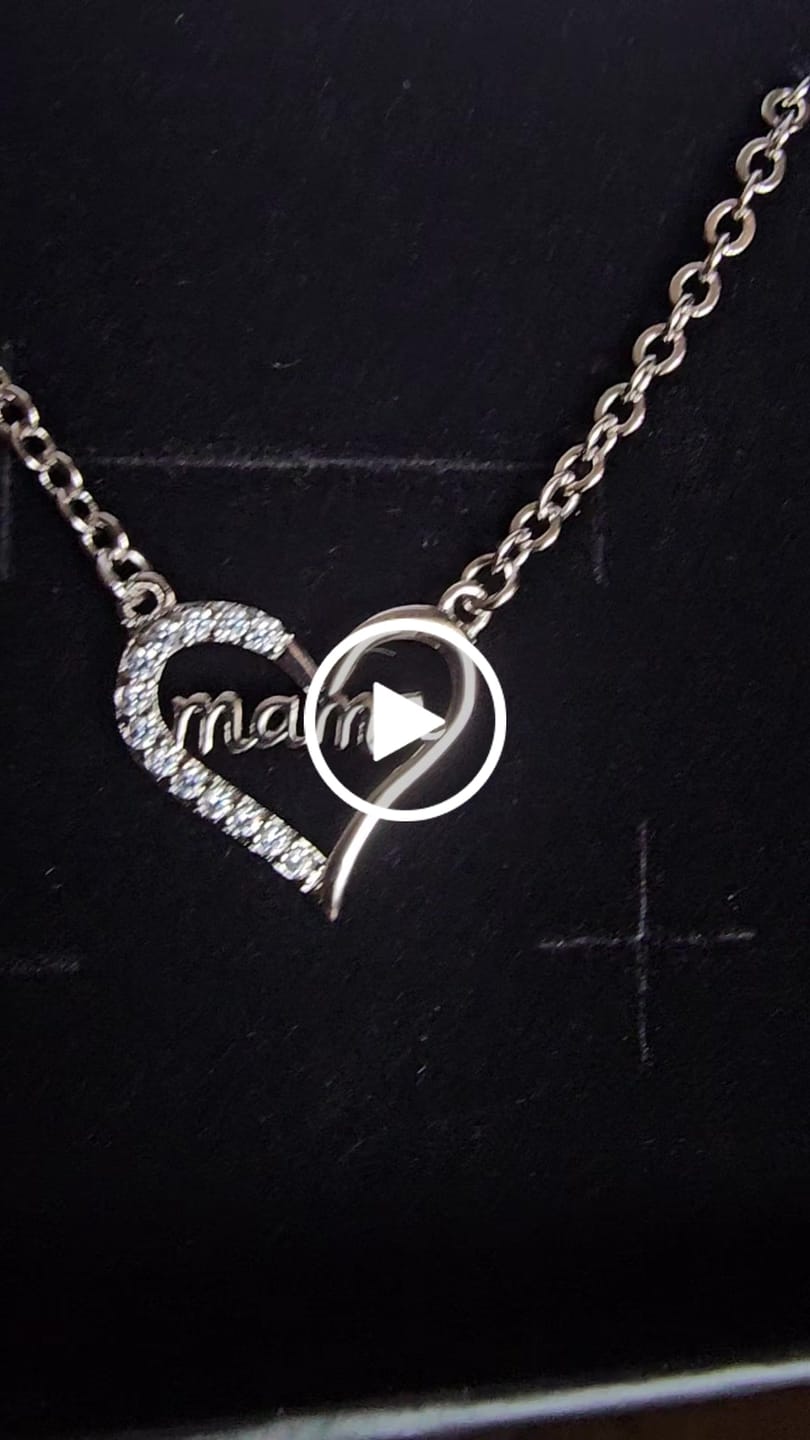 Customer video review of Louise 18k White Gold Plated Mama Heart Necklace with Simulated Diamond Crystals