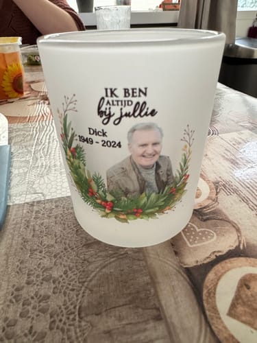 Customer photo review of Bij jullie - Gepersonaliseerde theelichthouder