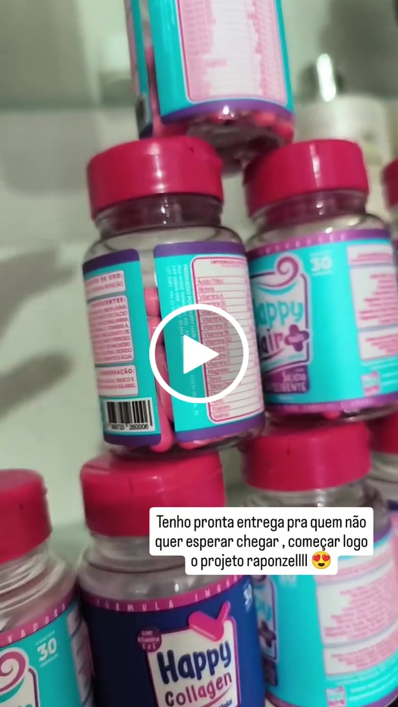 Customer video review of Happy Hair 3 Potes + 3 Potes Grátis + 1 Pote de Melatonina + 1 Pote de Colágeno (Total 8 Potes)