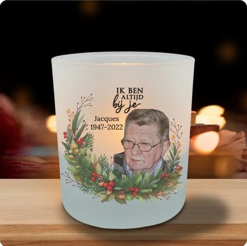 Customer photo review of Bij jullie - Gepersonaliseerde theelichthouder