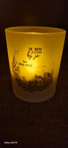 Customer photo review of Bij jullie - Gepersonaliseerde theelichthouder