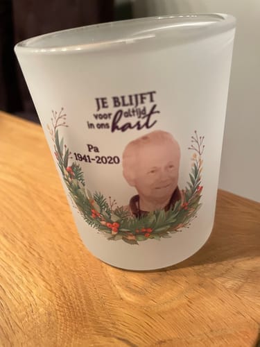 Customer photo review of Bij jullie - Gepersonaliseerde theelichthouder