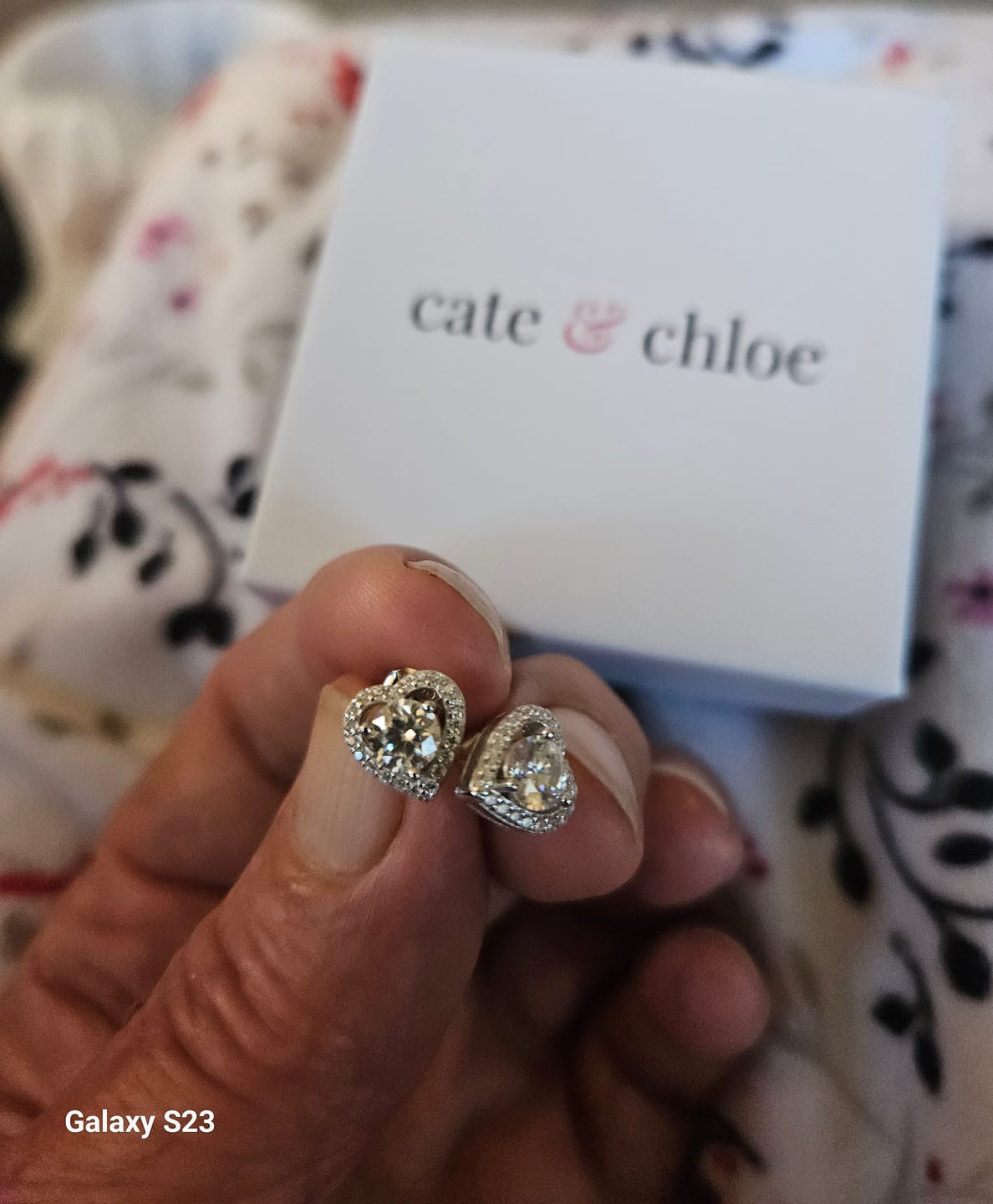 Customer photo review of Moissanite by Cate & Chloe Briana 18k Gold Plated 925 Sterling Silver Stud Earrings 1.21tcw