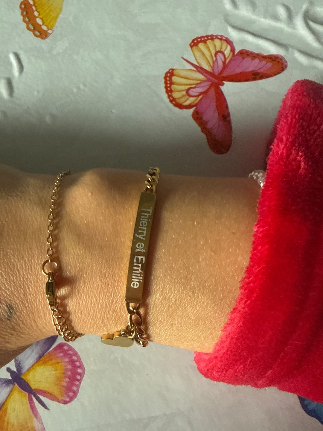 Customer photo review of Bracelet Couple Personnalisé Gravure