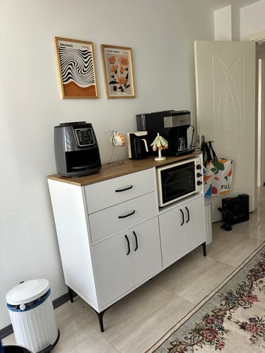 Customer photo review of Rani JE206 Kahve Köşesi Çok Amaçlı Dolap 4 Kapaklı 2 Çekmeceli Kiler Mutfak Dolabı Beyaz - Sepet Ceviz