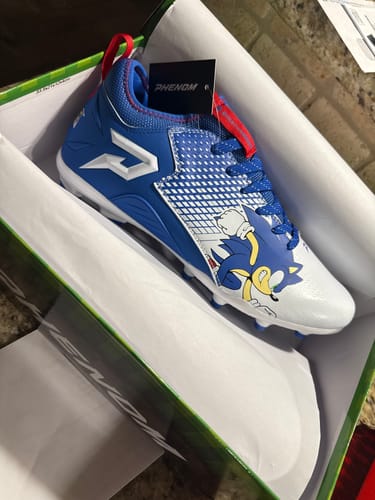 Customer photo review of Sonic the Hedgehog Football Cleats by Phenom Elite