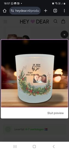 Customer photo review of Bij jullie - Gepersonaliseerde theelichthouder