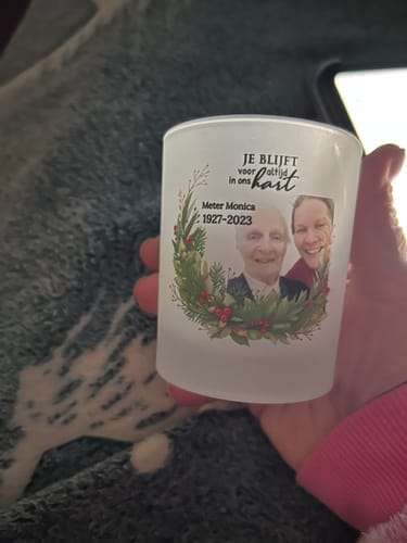 Customer photo review of Bij jullie - Gepersonaliseerde theelichthouder