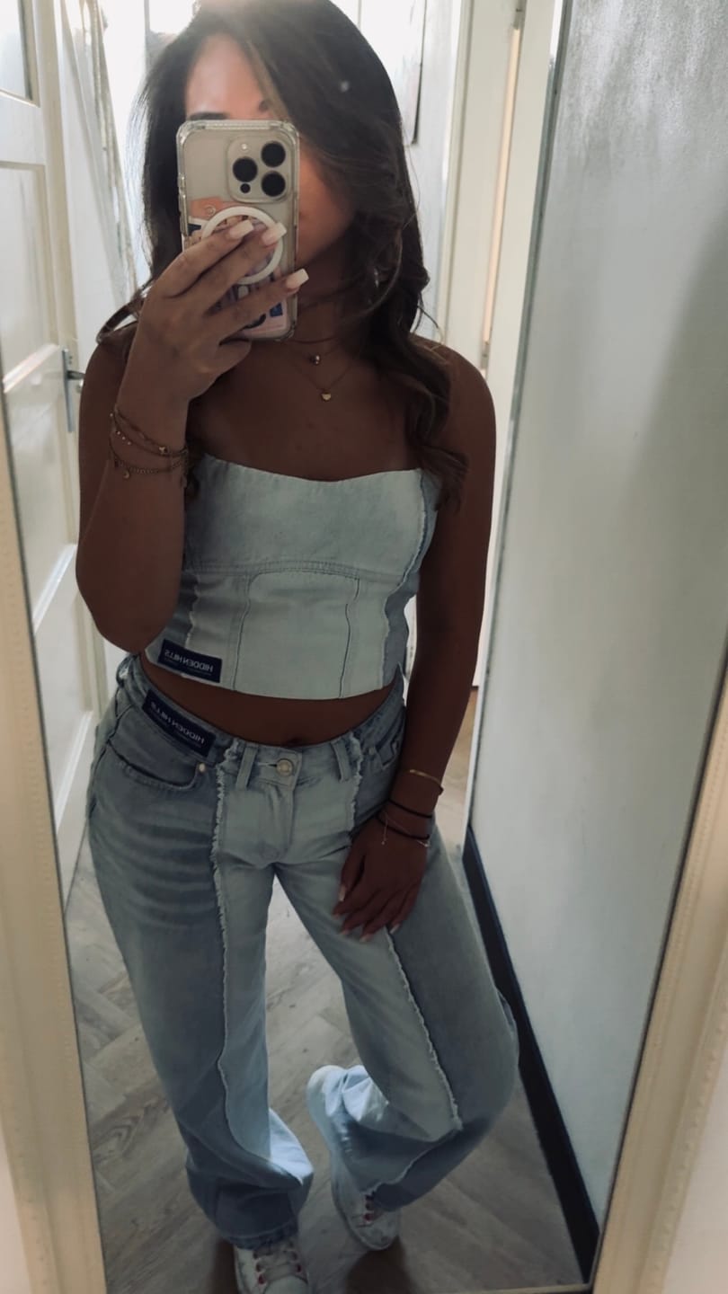 Customer photo review of REWORKED DENIM CORSET
