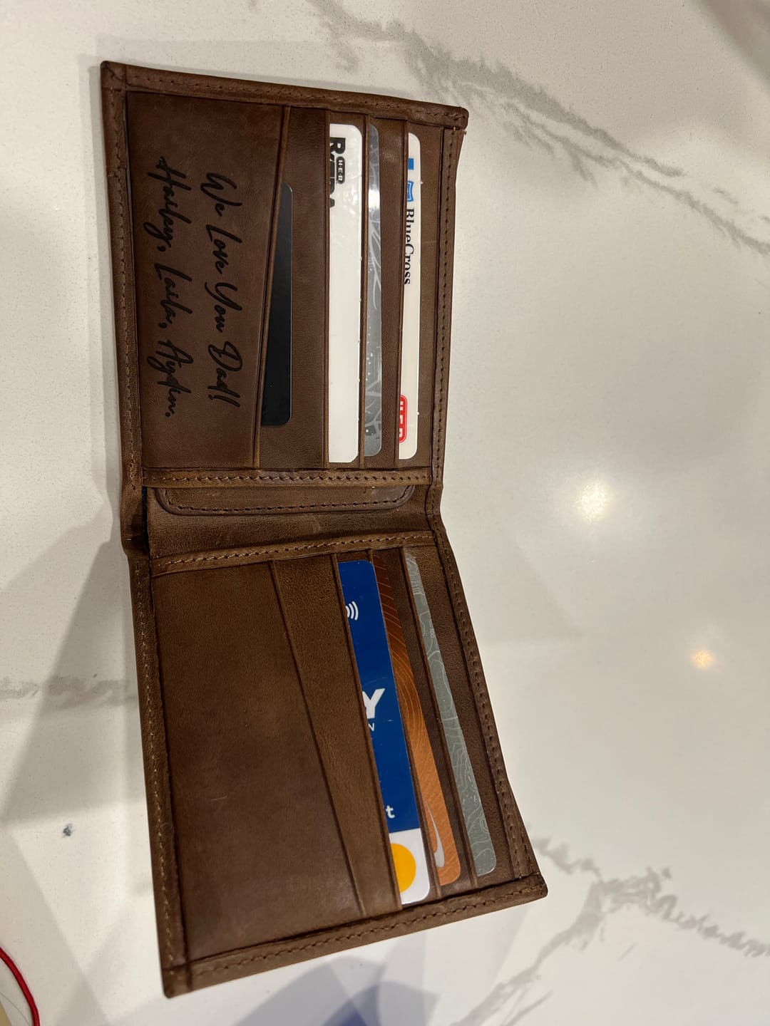 Customer photo review of Personalized Handcrafted Leather Bifold Wallet for Men