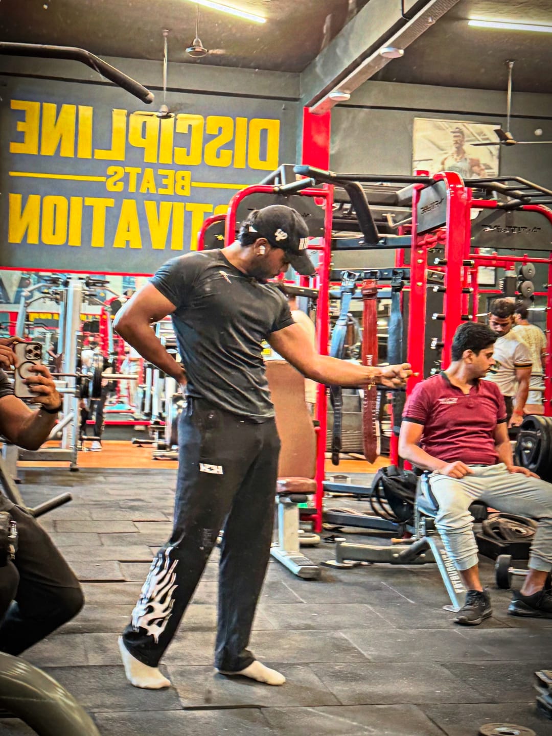 Customer photo review of Flames Loose Fit Track Pants (Black)