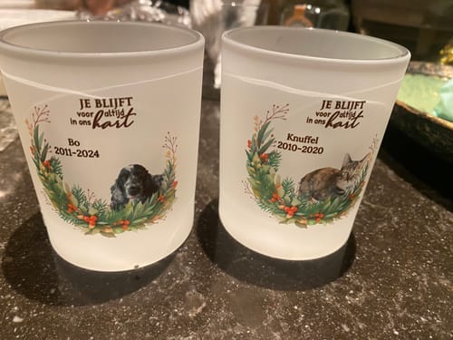 Customer photo review of Bij jullie - Gepersonaliseerde theelichthouder