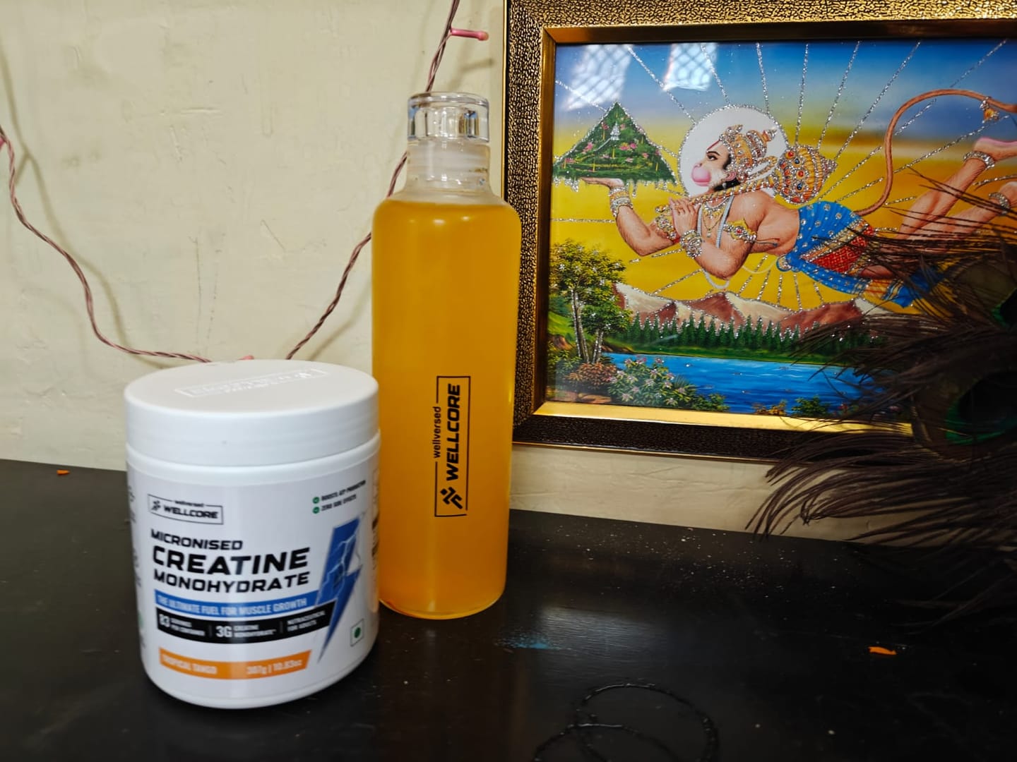 Customer photo review of Wellcore - Micronised Creatine Monohydrate (83 Servings, Tropical Tango) + Premium Glass Bottle