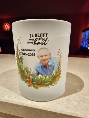 Customer photo review of Bij jullie - Gepersonaliseerde theelichthouder