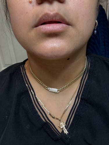Customer photo review of 14k Hollow Cuban Choker for Women (6MM - 16" Inches) 😍 JTJ™