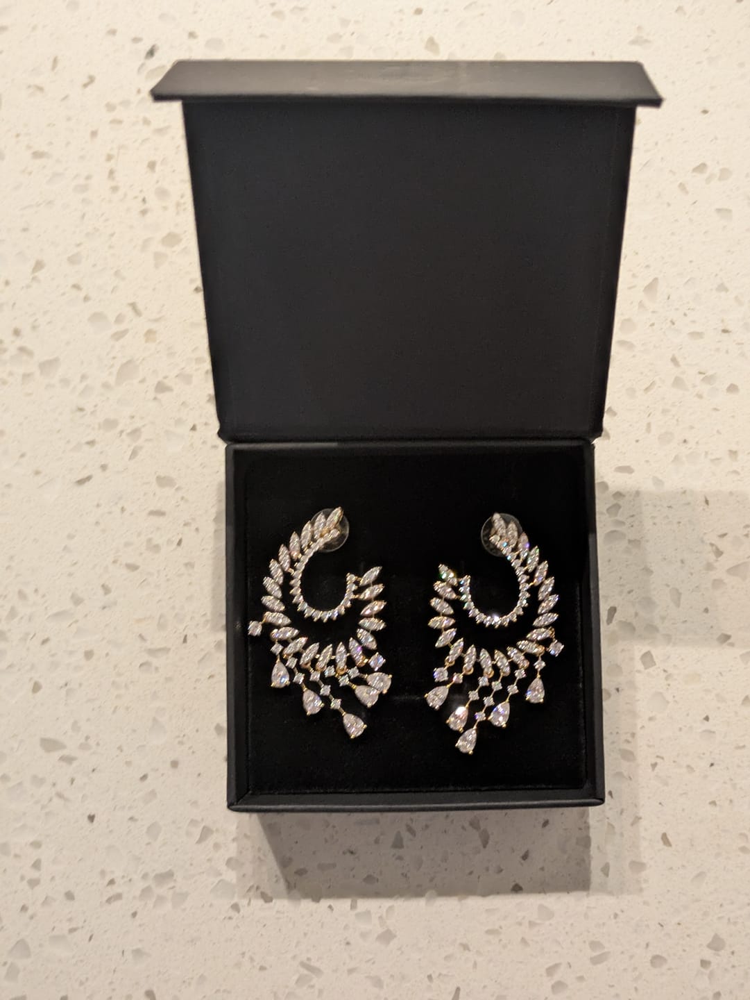 Customer photo review of Anjana - AD Start Dust Chandbali Earrings