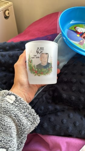 Customer photo review of Bij jullie - Gepersonaliseerde theelichthouder