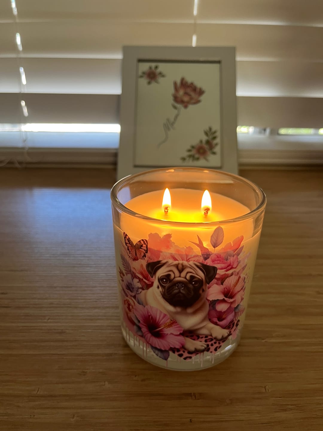 Customer photo review of Pug Fawn Laying Down Xlarge Candle