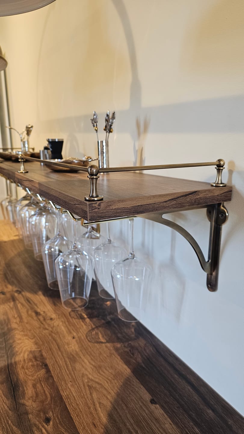 Customer photo review of Classic Gallery Shelf Rail | Aged Brass