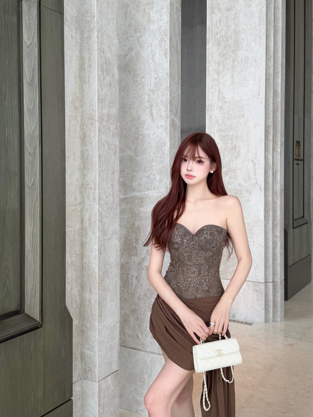 Customer photo review of ROVENTE Strapless Lace Corset Top