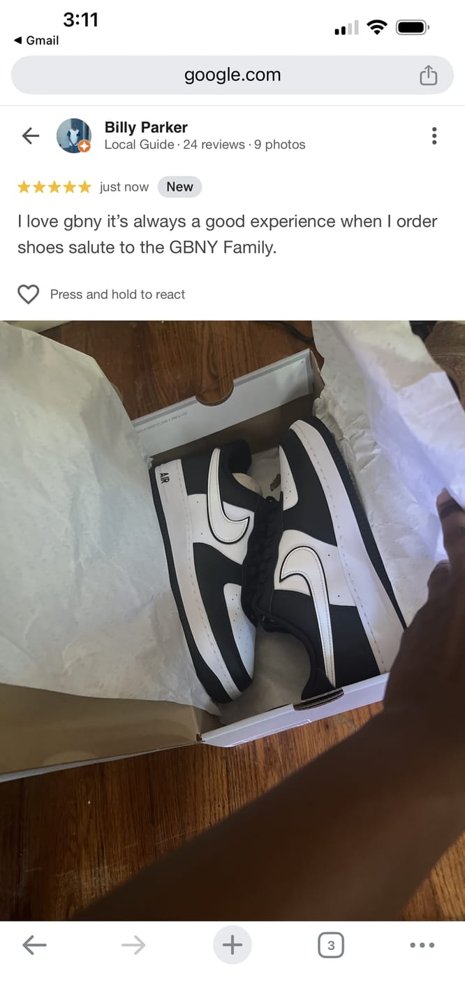 Customer photo review of Nike Air Force 1 '07 "White Swoosh Panda" - Men's