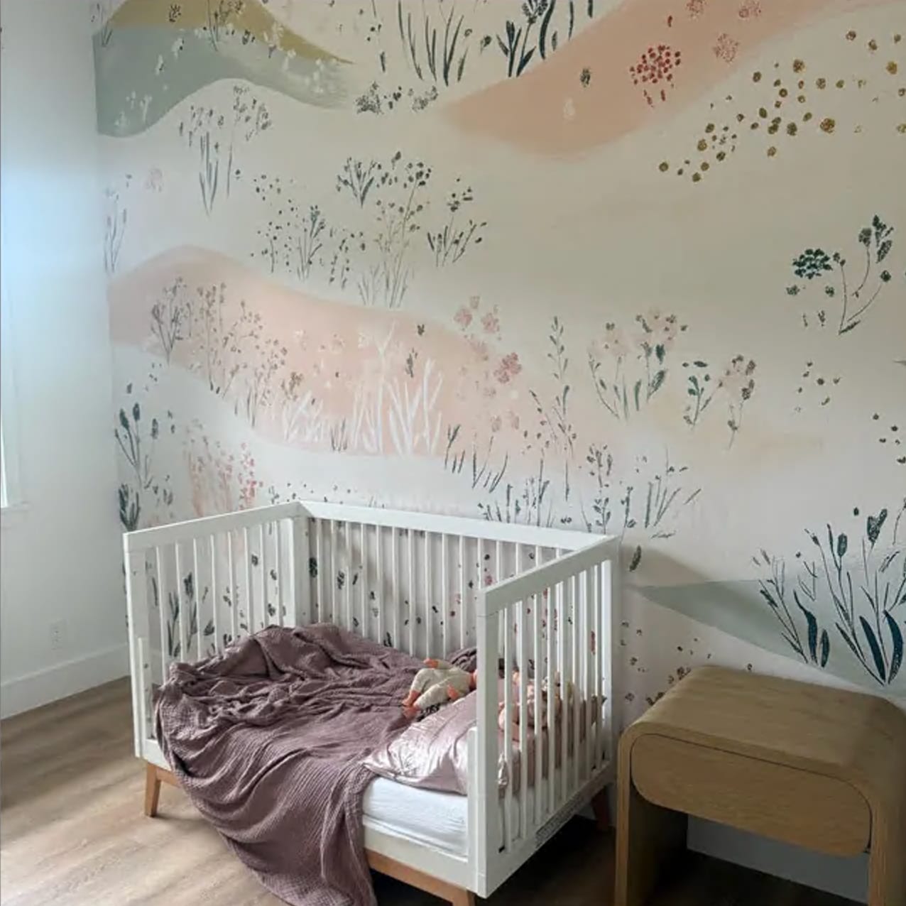 Customer photo review of Soft Abstract Flower Field Mural, Nursery Pastel Colors Wild Meadow Flowers Wallpaper, Peel and Stick or Non-woven Floral Decor