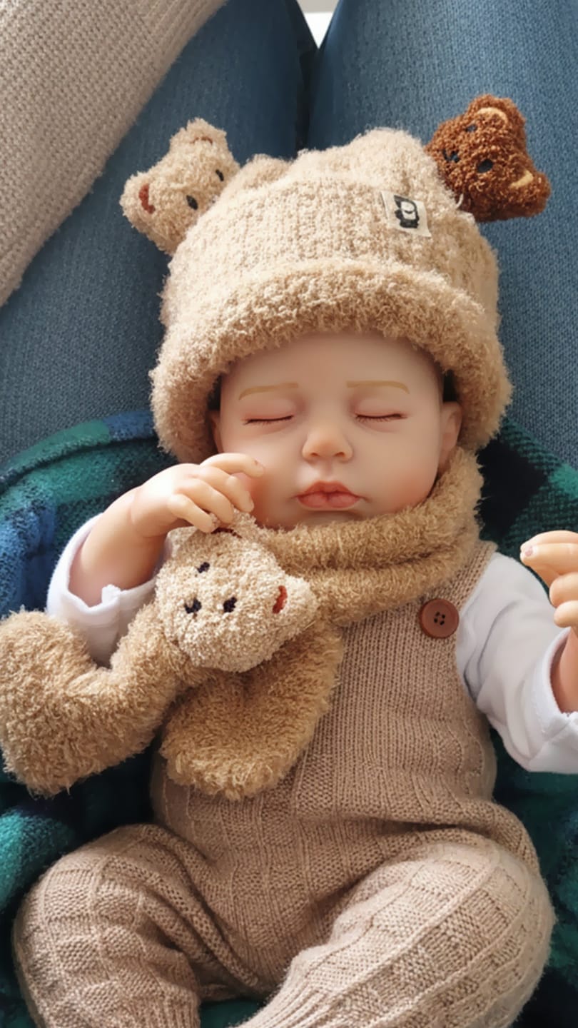 Customer photo review of Finn - Lifelike Sleeping Reborn Baby Doll (20")