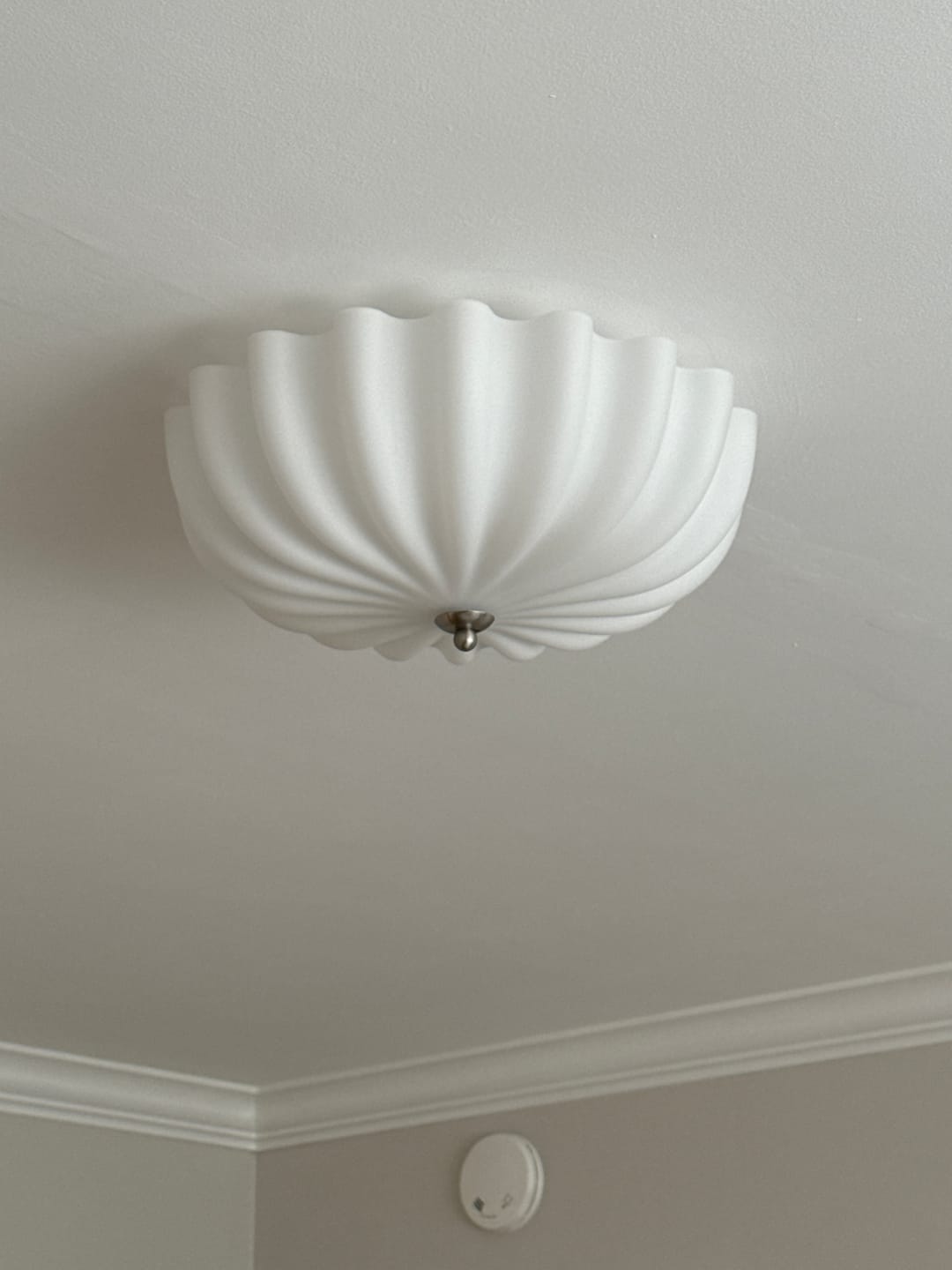 Customer photo review of Modern 3-Light Milky White Daisy Glass Semi-Flush Mount