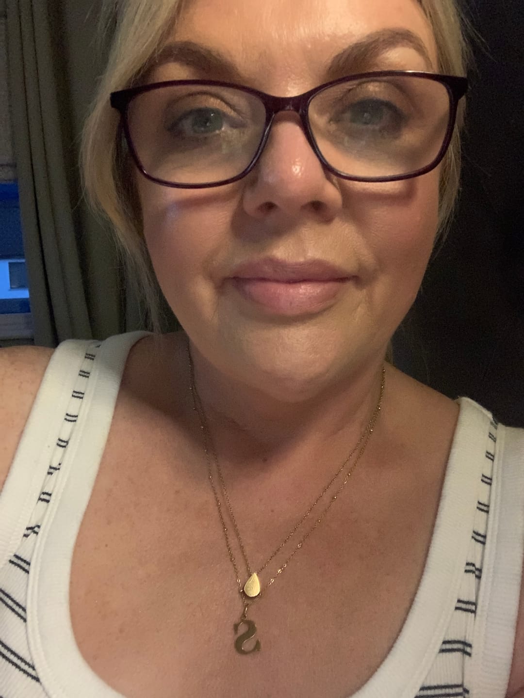 Customer photo review of S Initial Pendant Necklace In Gold