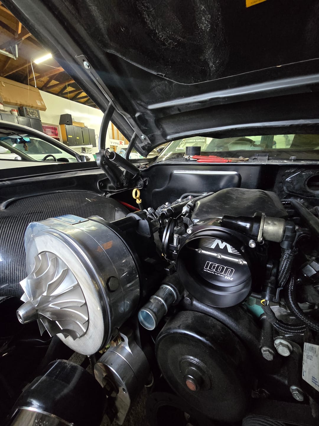 Customer photo review of ICON 102/105mm Cable Drive Throttle Body (Black) w/ Interchangeable Connection