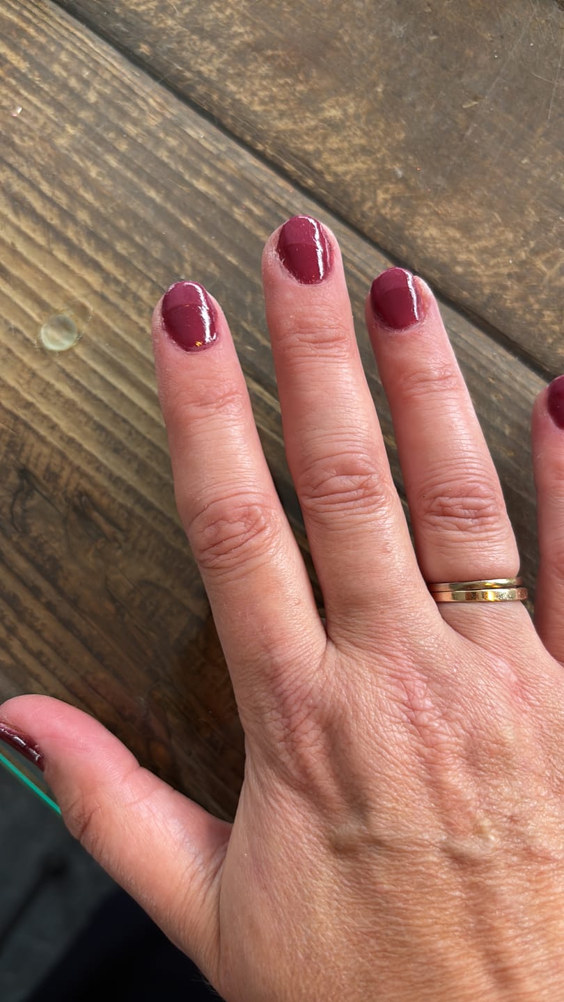 Customer photo review of Dark Reddish Purple Dipping Powder