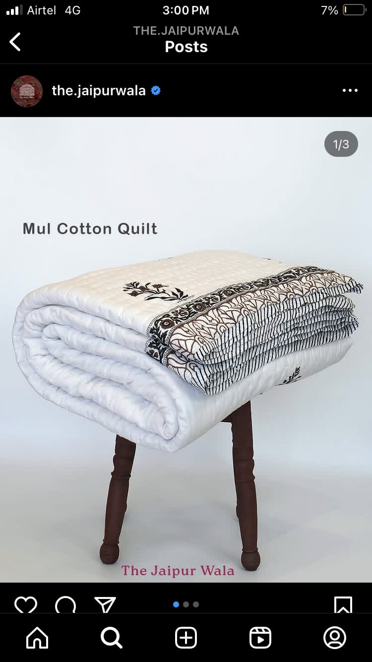Customer photo review of Organic Mulmul Cotton Quilt - Umber