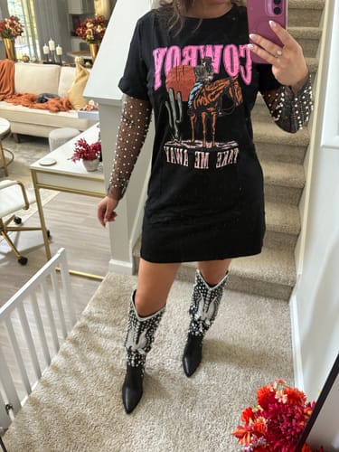 Customer photo review of UPBEAT-BLACK WESTERN BOOT