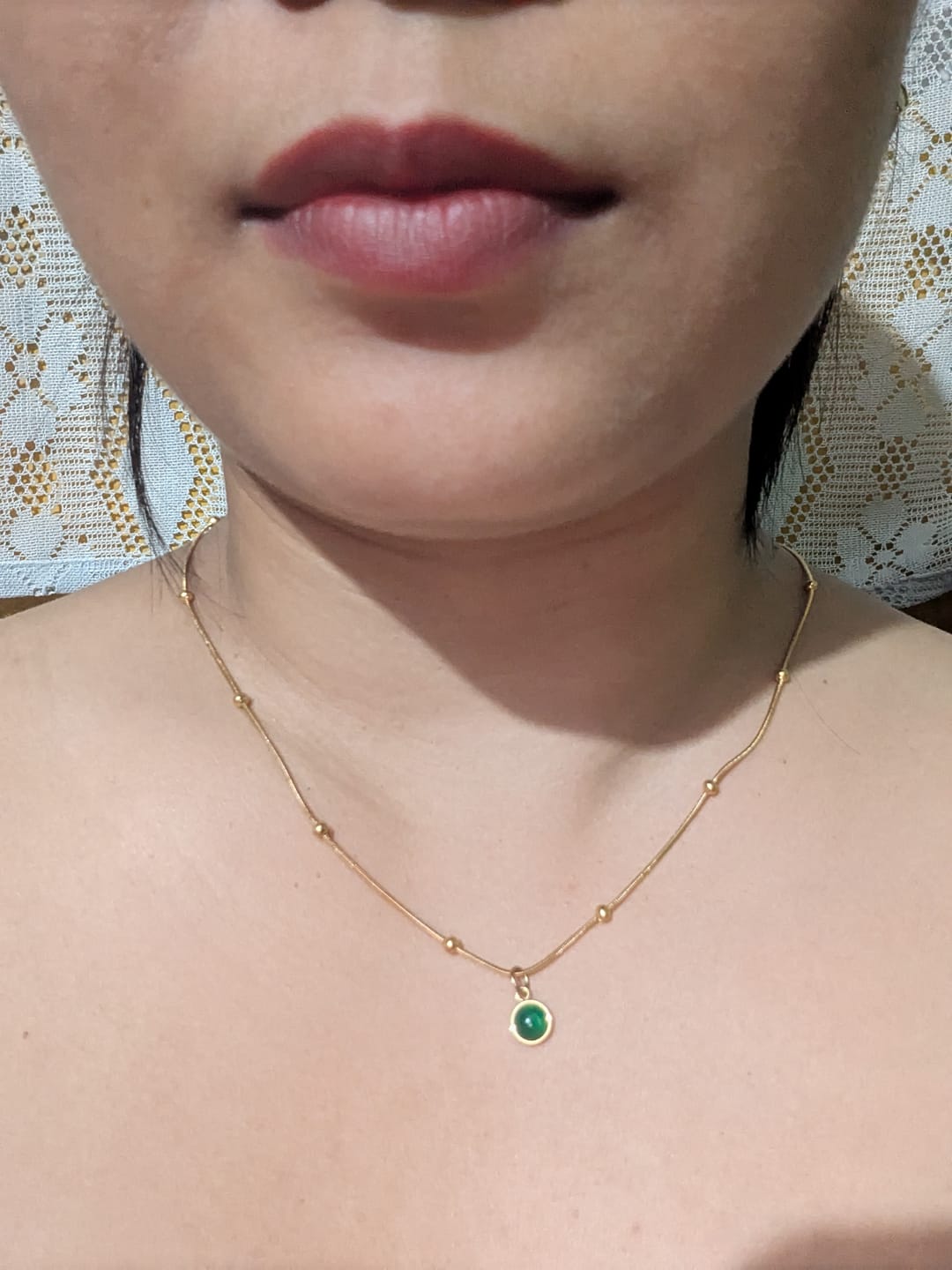 Customer photo review of Emerald Glow Pendant