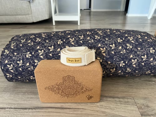 Customer photo review of Oval Yoga Bolster | Water Lily| Purple Blue