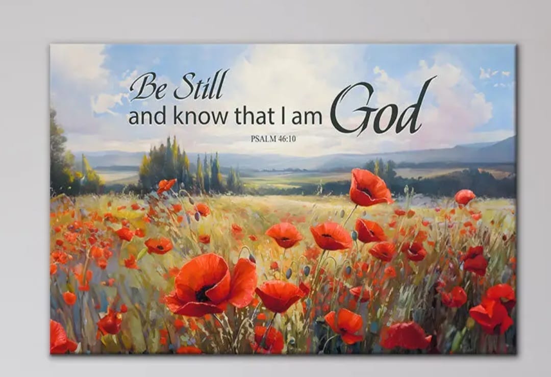 Customer photo review of Be Still And Know That I Am God Psalm 46:10, Poppy Field, Wall Art Canvas