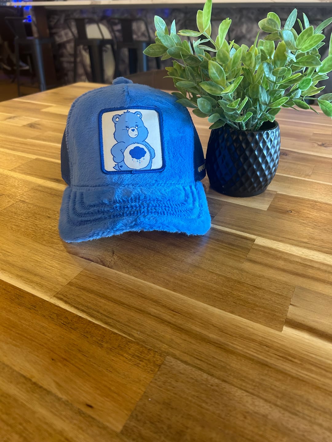 Customer photo review of OVERLORD X Care Bears:  Grumpy Bear Trucker Cap
