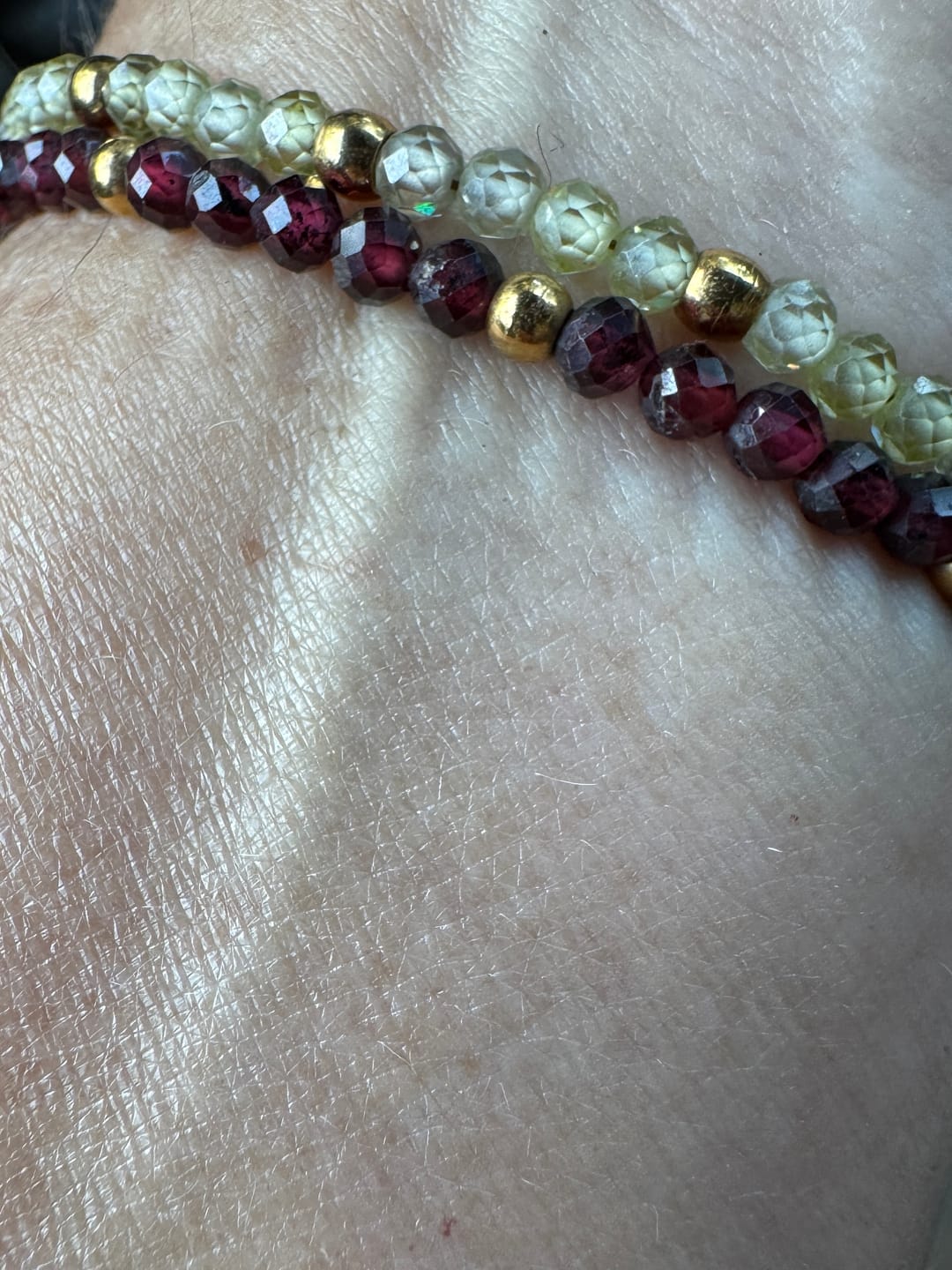 Customer photo review of Red Garnet Bead Bracelet