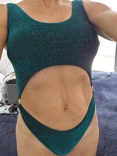 Customer photo review of Kenzie High Cut Bodysuit Ocean Shimmer