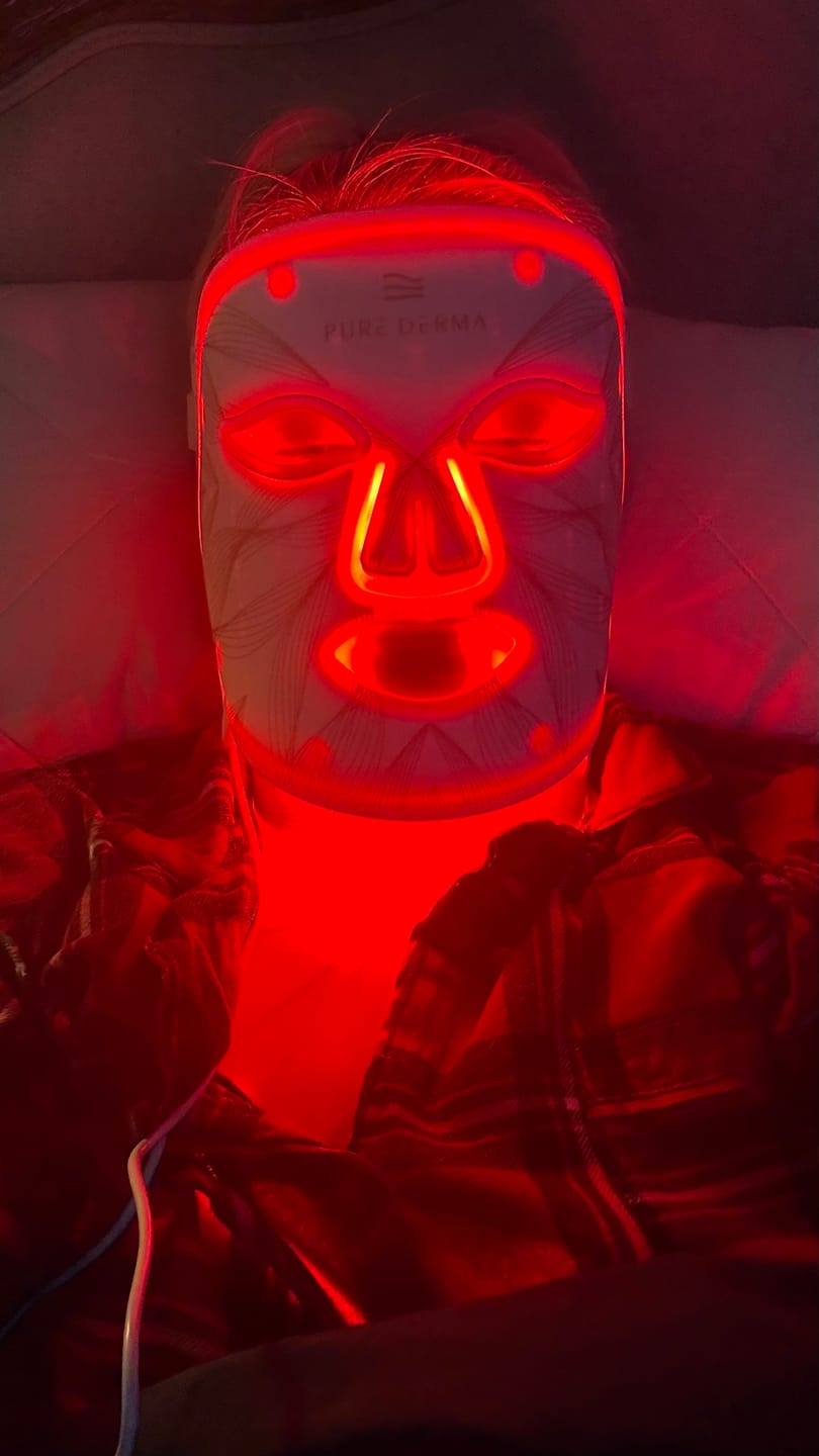 Customer photo review of LED Light Therapy Face, Neck & Décolletage Mask