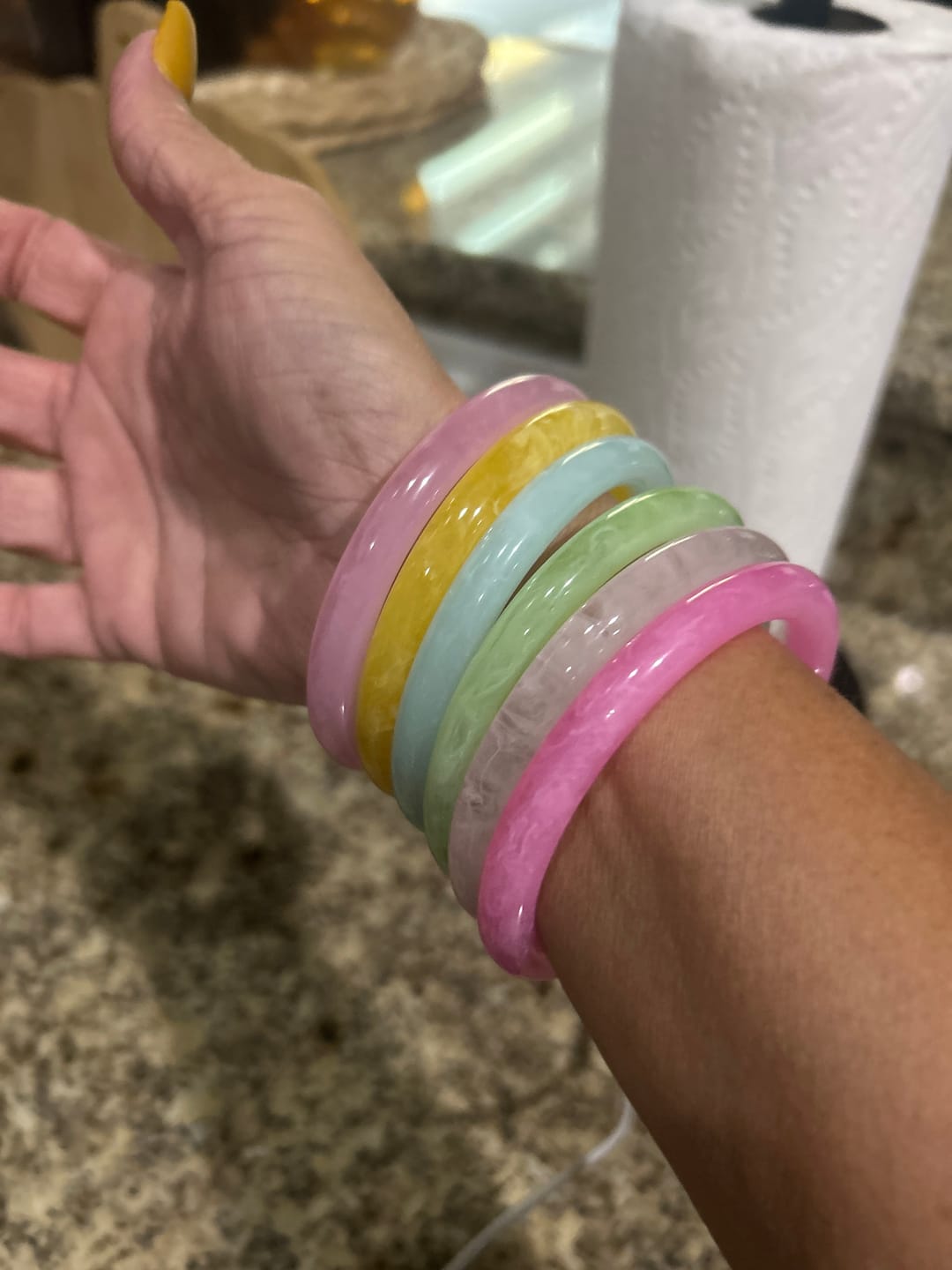 Customer photo review of Tropical Bangles (set of 6)