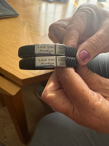 Customer photo review of Men's Personalised Message Bracelet