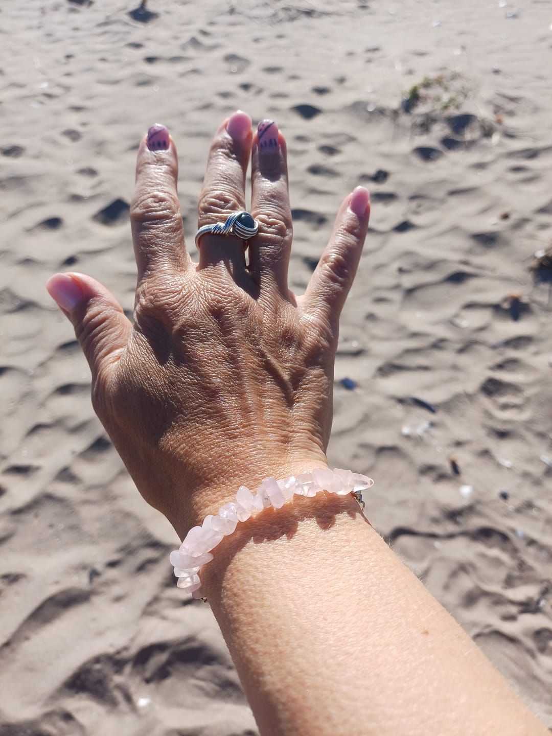 Customer photo review of Rose Quartz Silver Bracelet