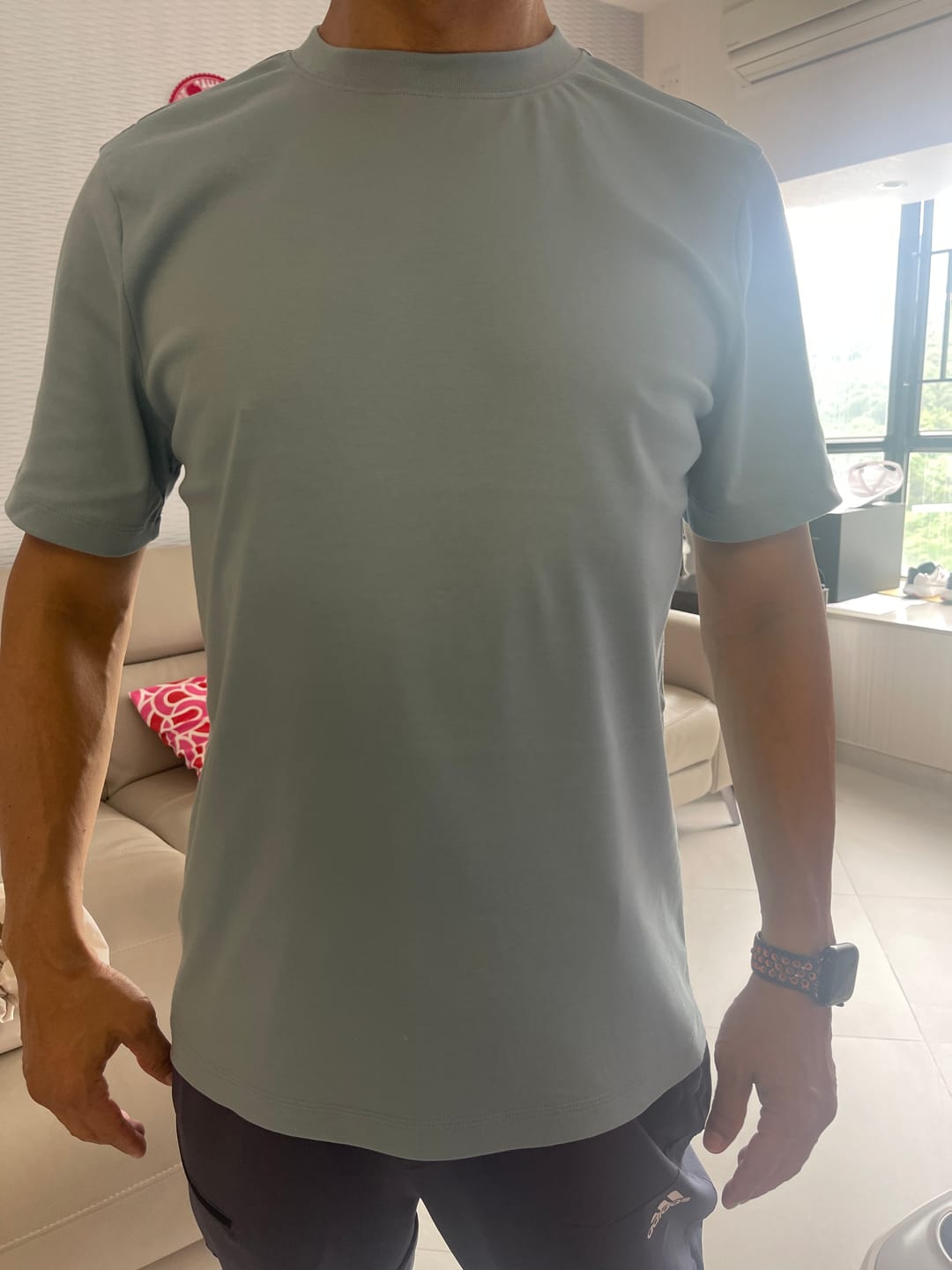 Customer photo review of InstantCool Jersey Crew Neck T-Shirt | Light Blue BLE249