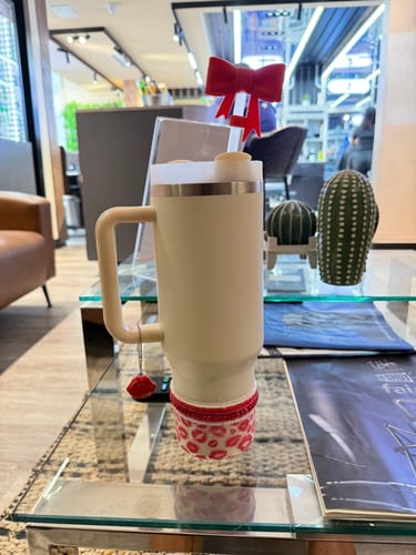 Customer photo review of Pink & Red Tumbler Bracelet Stack -fits 30-40oz