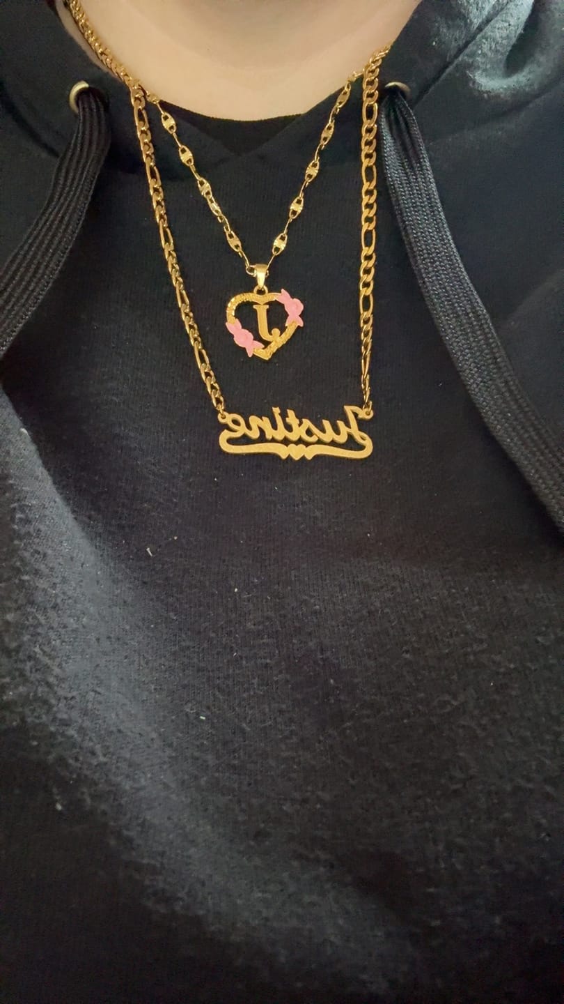 Customer photo review of Initial Date Charm Necklace