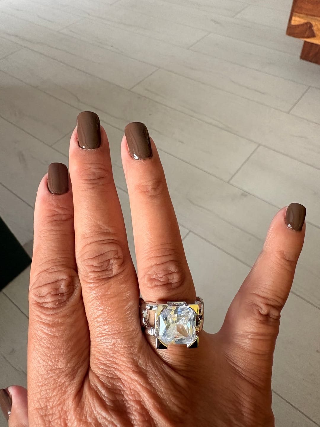 Customer photo review of LuxeLink Glass Square Ring