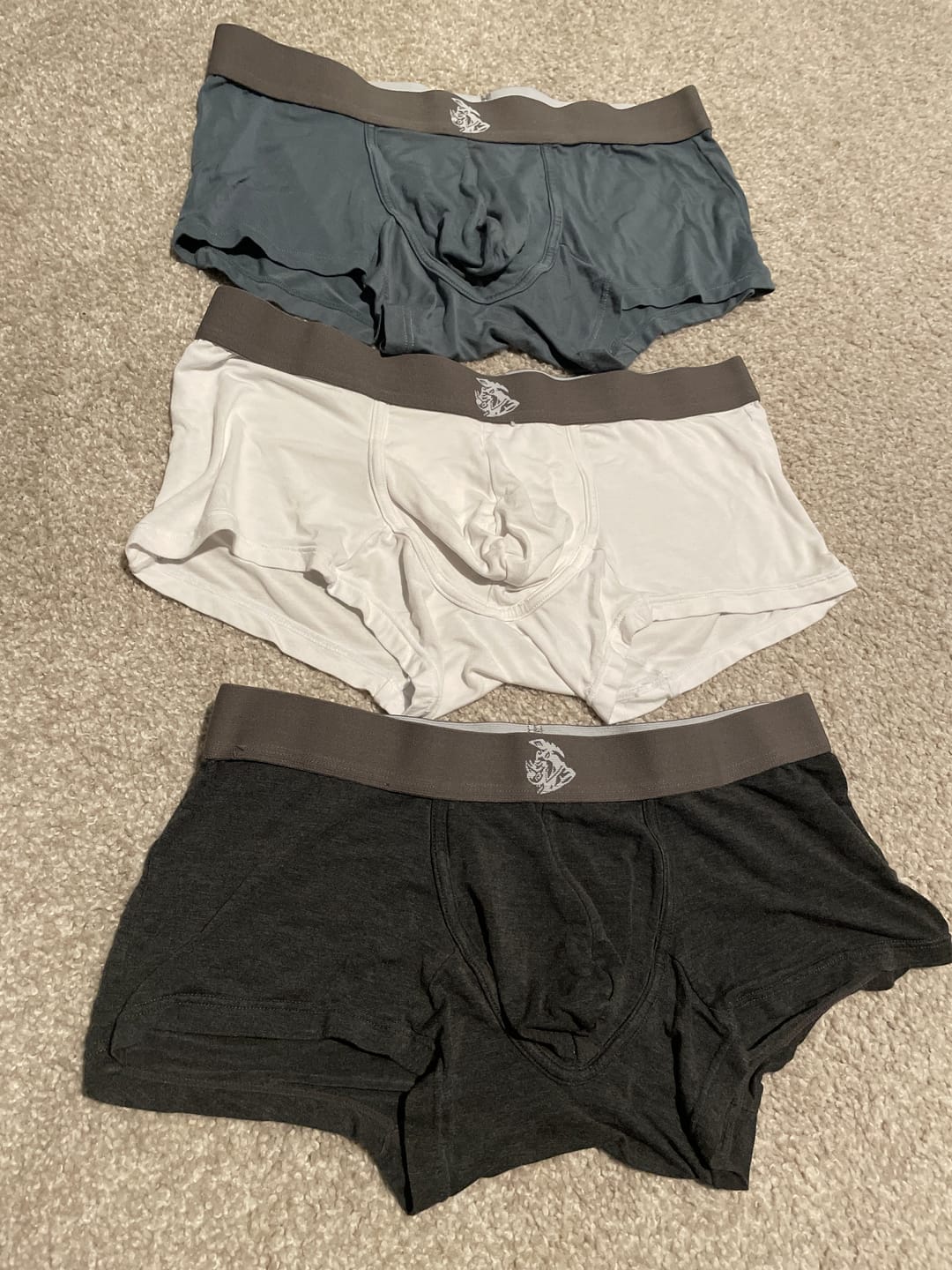 Customer photo review of Modal 3in Boxer Briefs No Fly 3pk Heather Gray/Slate Gray/White