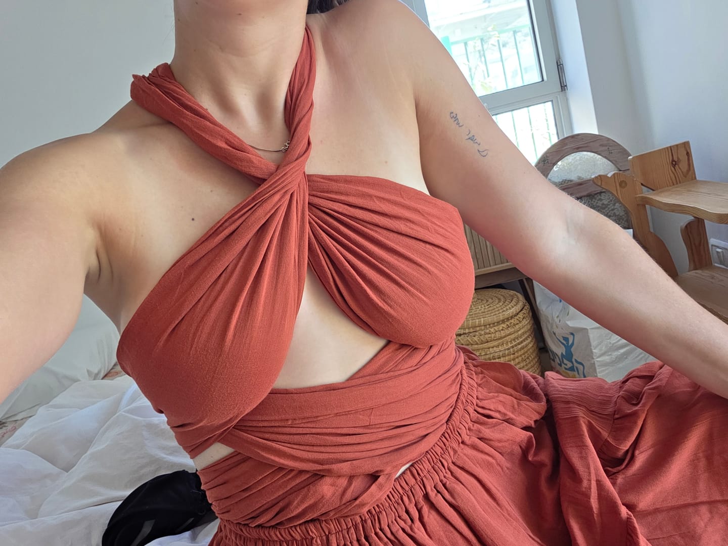 Customer photo review of Amara Bohemian Maxi Dress Rust